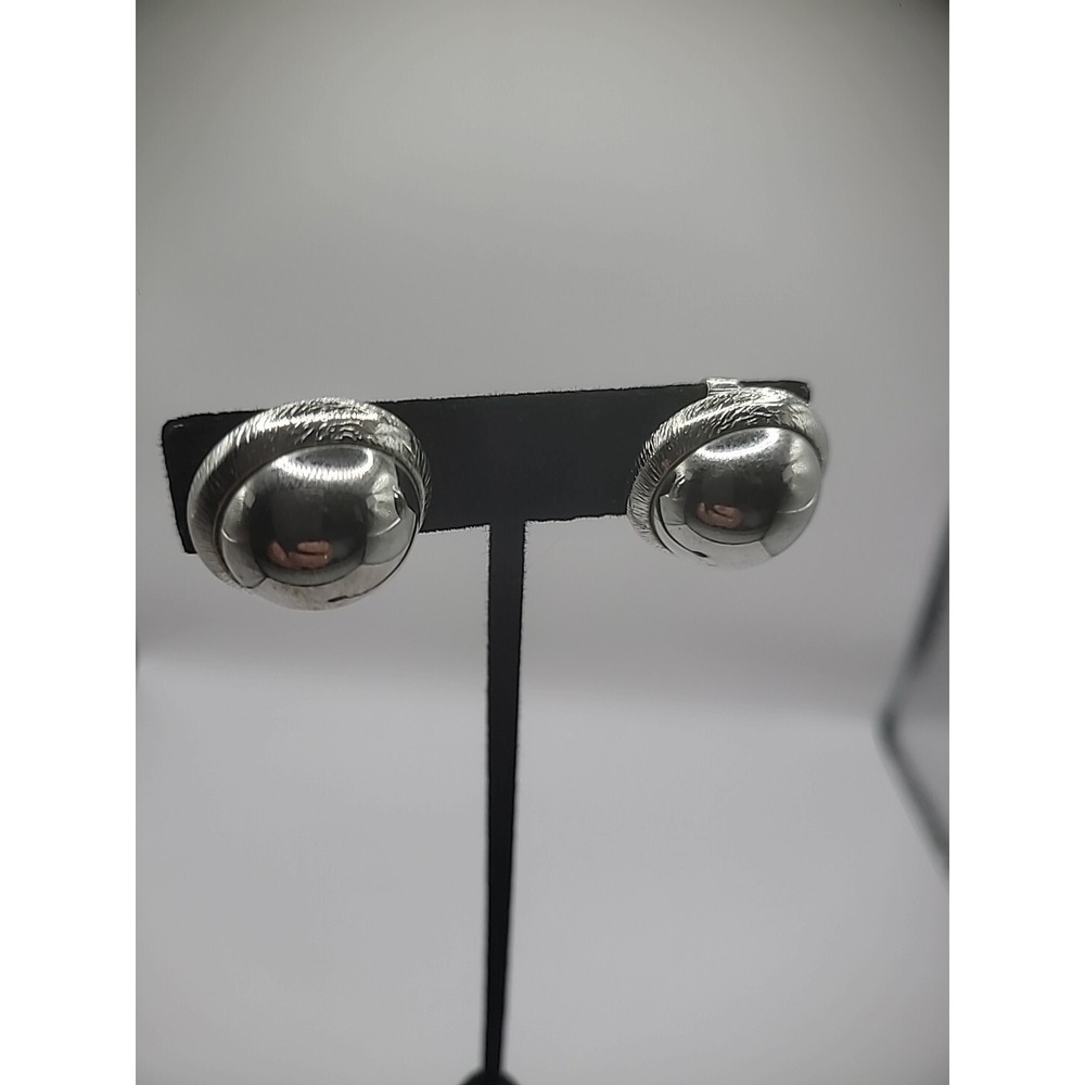 Silver Tone Clip On Huggie Non Pierced Earrings Womens Round Jewelry Costume